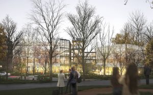Revised designs for the Stavros Niarchos Foundation Agora Institute at Johns Hopkins University have been unveiled. The project is designed by the Renzo Piano Building Workshop (RPBW) with architect of record Ayers Saint Gross. Rendering courtesy RPBW and Ayers Saint Gross