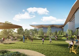 The terminals at the Pittsburgh International Airport have areas that function like a pavilion in a forest. The outside also blends with the inside, and vice versa. The design incorporated spaces where one can be outside, or have the feeling of being outside, even when inside.