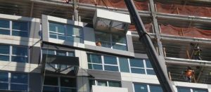 Example of prefabricated panel installation during construction.