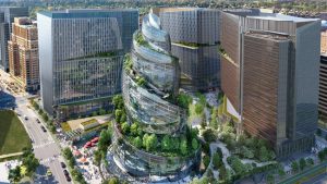 Amazon has revealed its design for the second phase of its Arlington, Virginia, headquarters that will be designed by architecture firm NBBJ. Image courtesy NBBJ/Amazon
