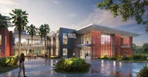 The Cici & Hyatt Brown Hall for Health & Innovation at Stetson University, DeLand, Florida, is set to break ground this fall. Rendering courtesy Stetson University
