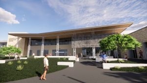 Adolfson & Peterson Construction and the City of Allen, Texas, break ground on the Stephen G. Terrell Recreation Center. Rendering courtesy Barker Rinker Seacat Architecture