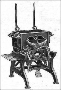 Concrete block machine circa 1905.